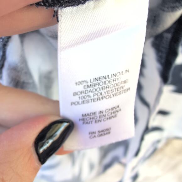 Jones New York 100% Linen Ikat Coastal Beachy Boho Tunic Women's Large - Picture 4 of 10